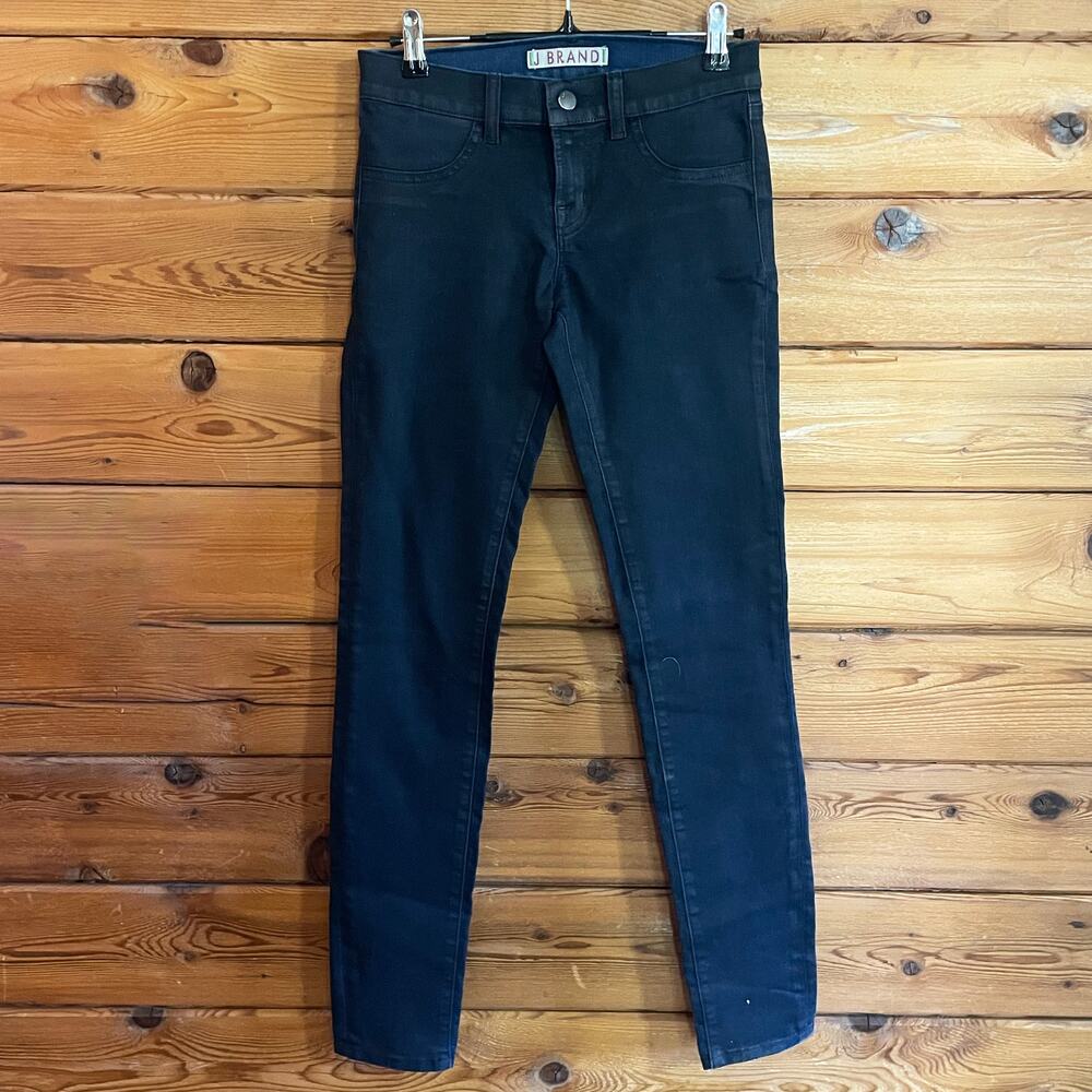 J Brand Glory Skinny Legging Jeans Blue Wax Coated Size 26